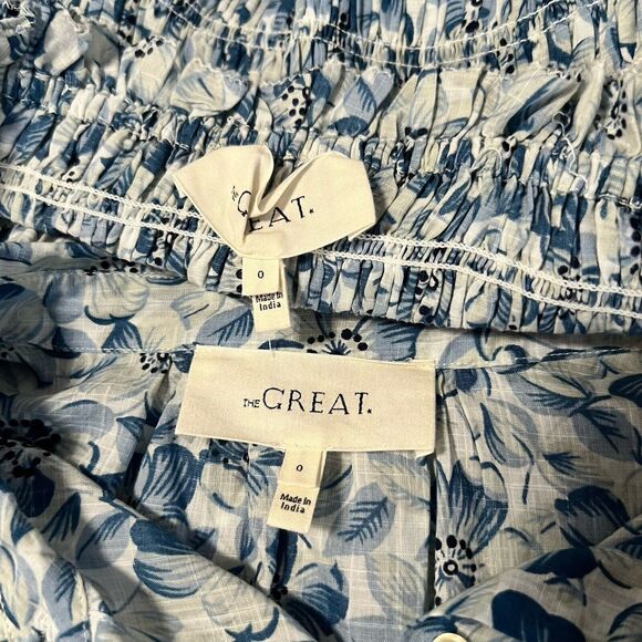 The Great. SET Sz 0 / XS Light Sky Pressed Floral The Knoll Skirt & Wren Top - Picture 12 of 16